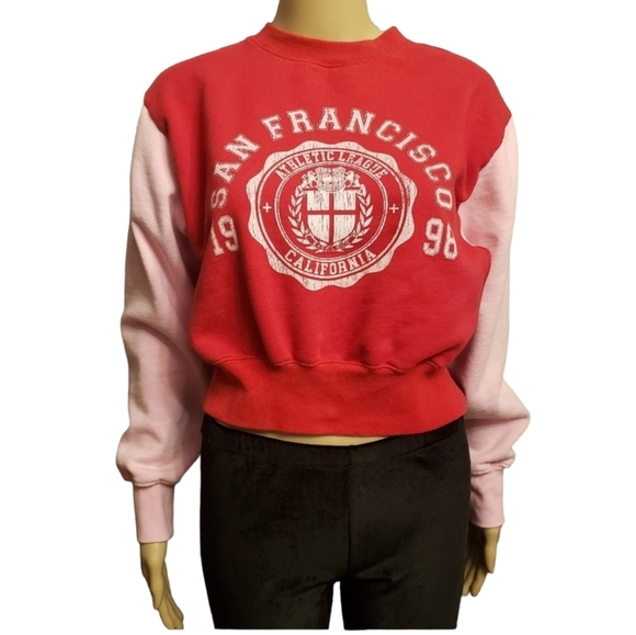 La Hearts Tops - Crop San Francisco Color Block Sweatshirt Size S